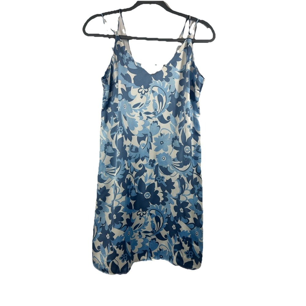 Vero Moda Glacier Blue Paisley Floral Slip Camisole Dress M Coquette Y2K Boho